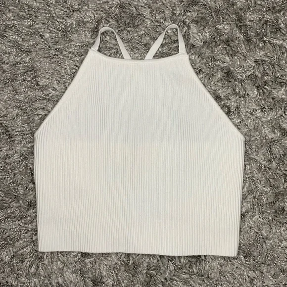 NWT Pac Sun L.A. Hearts White Ribbed Cross Back Crop Top - Picture 4 of 4